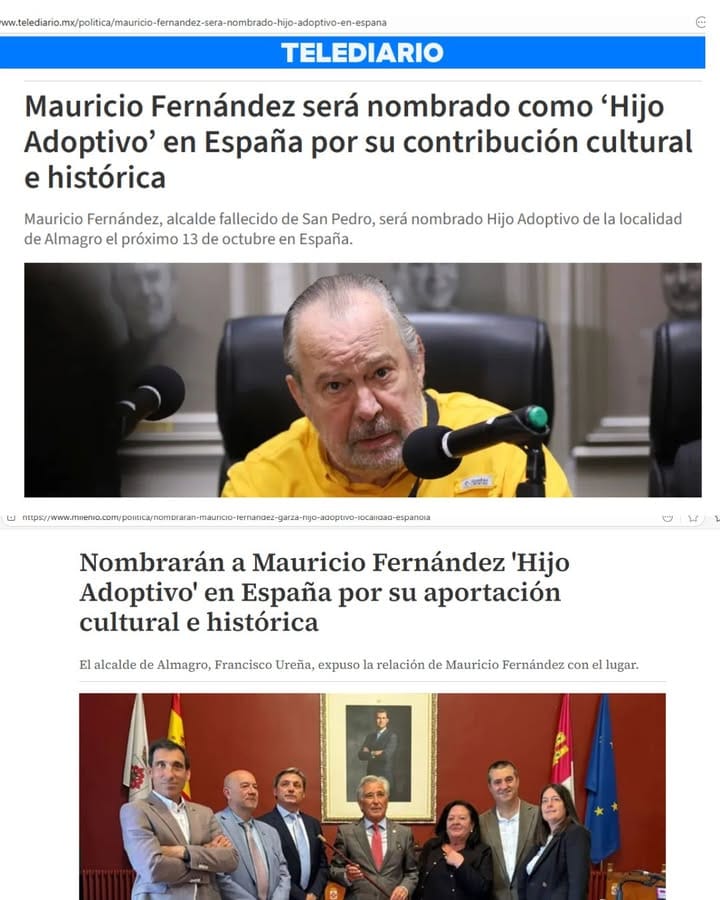 Mauricio Fernández Garza será nombrado Hijo Adoptivo en Almagro por su labor cultural