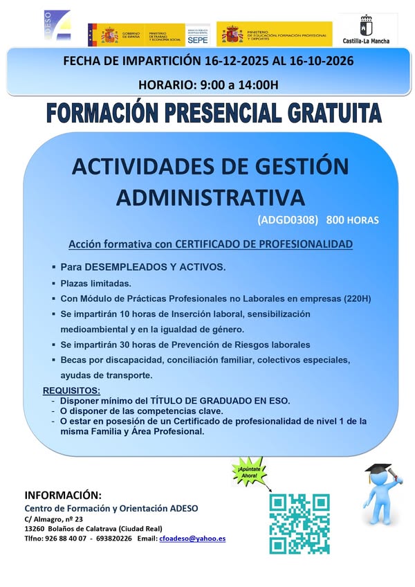 Nueva Formación Gratuita en Gestión Administrativa para Desempleados en Almagro 1 Nueva Formación Gratuita en Gestión Administrativa para Desempleados en Almagro - 597452747 924692636551417 7969541792360445712 n