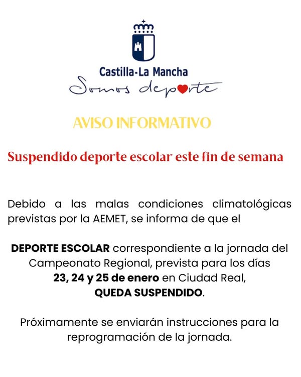 Suspenden Actividades de Deporte Escolar este Fin de Semana en Ciudad Real por Clima Adverso - 621550784 1585233076526844 103644591739893006 n