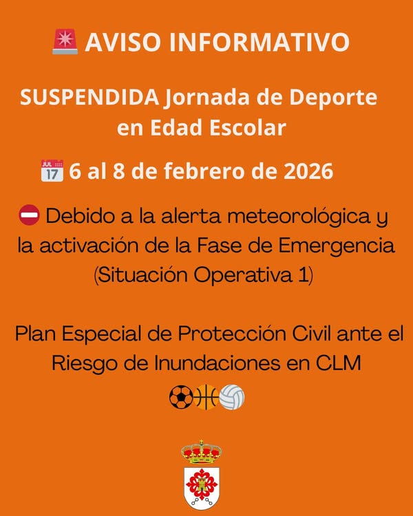 Suspendida la Jornada de Deporte Escolar por Alerta Meteorológica en Castilla-La Mancha
