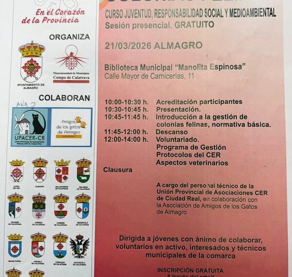Curso Gratuito de Gestión de Colonias Felinas en Almagro: 21 de Marzo 2026