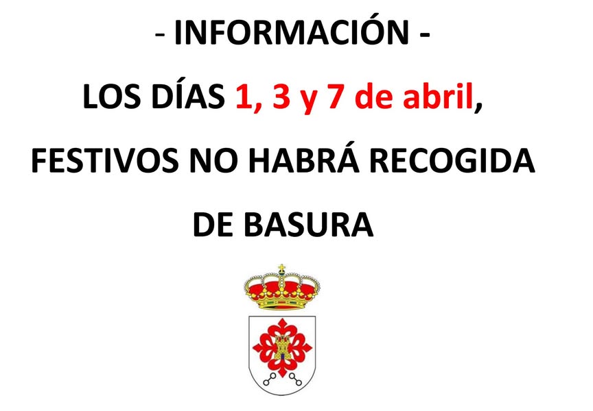 Aviso: No habrá recogida de basura en Almagro durante Semana Santa 1 Aviso: No habrá recogida de basura en Almagro durante Semana Santa - 657347872 1008073631546650 4555879926653541315 n