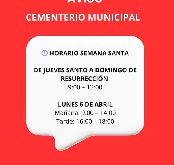 Nuevo Horario del Cementerio Municipal de Almagro en Semana Santa