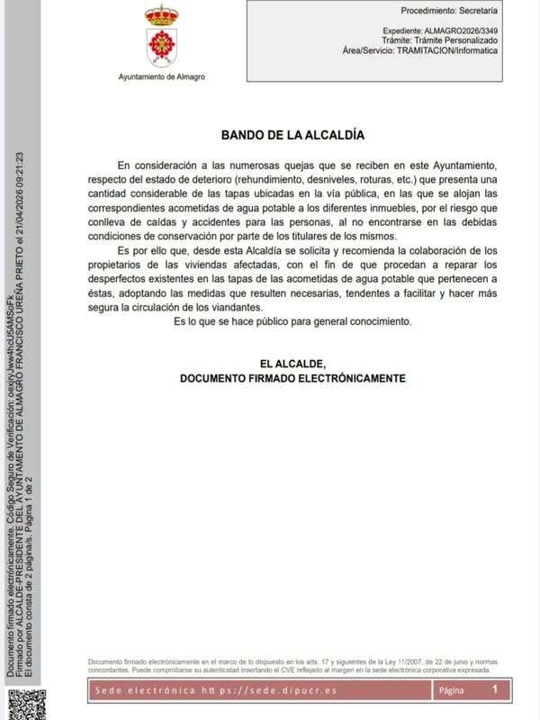 El Ayuntamiento busca colaboración para reparar tapas de agua en mal estado y prevenir accidentes - 684292100 18249537250305421 5603625579155545455 n.webp