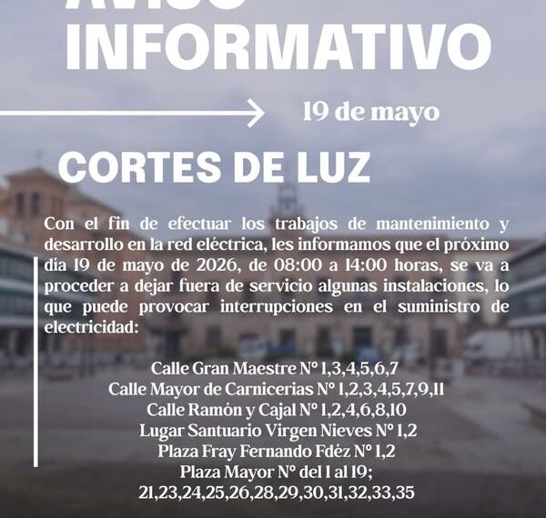 Cortes Intermitentes en la Red Eléctrica el 19 de Mayo para Mejoras