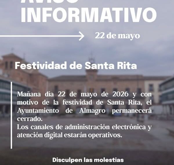 Ayuntamiento cerrado por festividad de Santa Rita, patrona de la administración local.