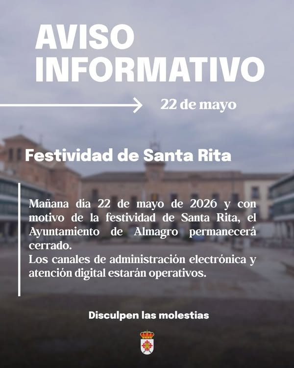 Ayuntamiento cerrado por festividad de Santa Rita, patrona de la administración local. - 702763820 18252448261305421 5288729212819236001 n