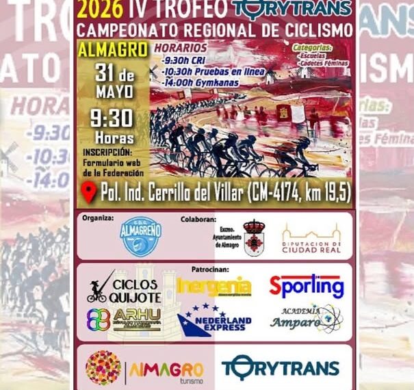 Almagro será sede del Campeonato Regional de Ciclismo 2026 en el IV Trofeo Torytrans