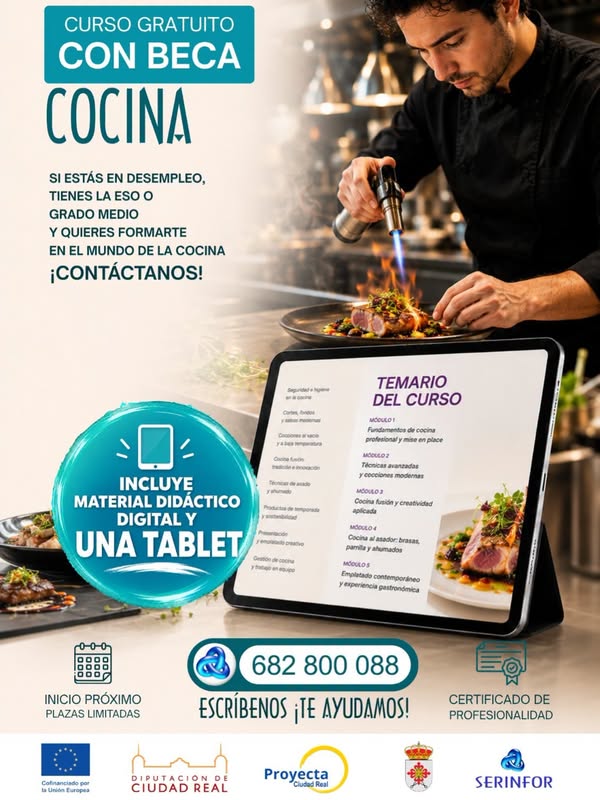 Curso Gratuito de Cocina Profesional para Desempleados en el Ayuntamiento: ¡Inscríbete Ya!