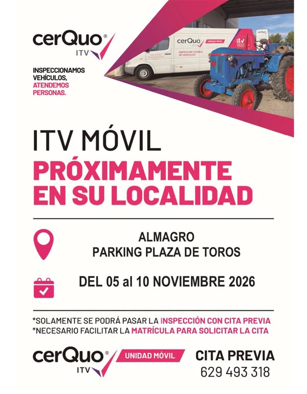 La ITV móvil llega a Almagro: pasa tu inspección del 5 al 10 de noviembre con cita previa 4 La ITV móvil llega a Almagro: pasa tu inspección del 5 al 10 de noviembre con cita previa